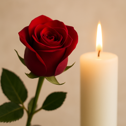 rose og lys med